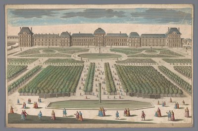 Udsigt over Palais des Tuileries i Paris set fra Jardin des Tuileries af Anonymous