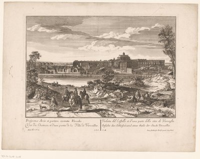 Udsigt over slottet i Versailles og en del af byen Prospectus Arcis et partem civitatis Versailles / Udsigt over slottet og en del af byen Versailles / Udsigt over slottet og en del af byen Versailles / Udsigt over slottet og af Anonymous