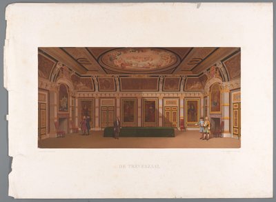Udsigt over det indre af Trêveszaal, på Binnenhof Trèves-rummet (titel på objekt) af Anonymous