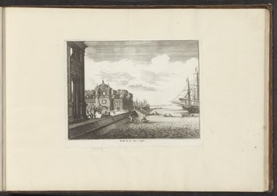 Udsigt over paladshaver ved kysten i Napoli Jardin du Vise Roy à Napoli (titel på objekt) Paladser og monumenter i Venedig, Livorno, Napoli og Rom (serietitel) af Anonymous