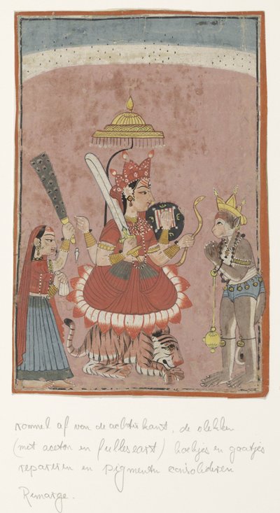 Gudinde Durga og Hanuman af Anonymous