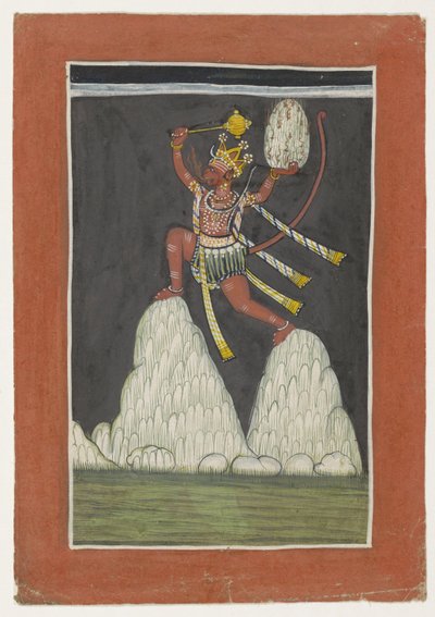 Hanuman hopper på bjergtoppe af Anonymous