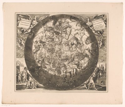 Himmelkort med de nordlige stjernebilleder Haemisphaerium stellatum boreale cum subiecto haemisphaerio terrestri (titel på objektet) af Anonymous