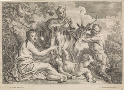 Barnet Jupiter bliver fodret af geden Amalthea af Anonymous