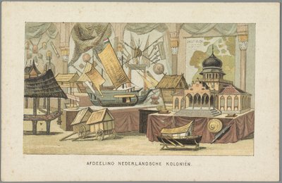 I bygningen af ​​de hollandske kolonier på verdensudstillingen i Amsterdam, 1883 Afdeling for de hollandske kolonier (titel på objekt) Minde om Amsterdam i 1883 (serietitel på objekt) af Anonymous