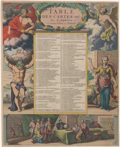 Inhoudsopgave van de Atlas Ny dør Nicolas Sanson Kortbord mm. af Sr. Sanson Indeholdt i dette bind (titel på objekt) af Anonymous