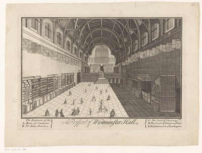 Interiør af Westminster Hall i London A Prospect of Westminster Hall (titel på objekt) af Anonymous