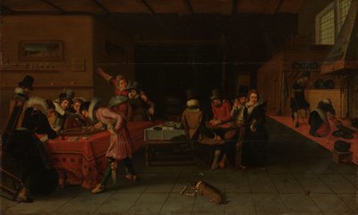 Interiør af et værtshus eller bordel med folk, der drikker og spiller Trictrac af Anonymous