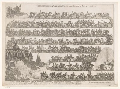 Dronning Christina af Sveriges indrejse i Rom Ingresso Solenne in Roma della Maestra della Regina di Svezia ai 23 xbre 1655 (titel på objekt) af Anonymous