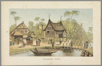 Javanesisk landsby på verdensudstillingen i Amsterdam, 1883 Javanesisk landsby (titel på objekt) Minde om Amsterdam i 1883 (serietitel på objekt) af Anonymous