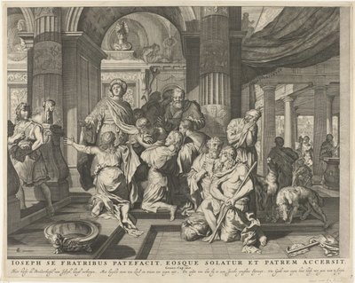 Jozef gør sig kendt for sine brødre Joseph åbenbarer sig for sine brødre, trøster dem og konfronterer sin far (titel på objekt) Royal Bijbel (serietitel) af Anonymous