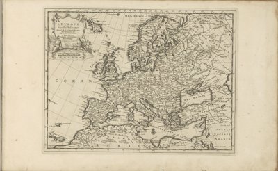 Kort af Europa Europa ifølge de nye observationer fra herrerne fra Det Kongelige Videnskabsakademi osv. Augmented New (titel på objekt) Øst- og Vestindien og andre steder (serietitel) af Anonymous