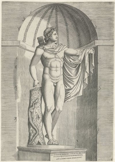 Klassisk statue Apollo Belvedere i niche af Anonymous