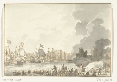 Landgang af den engelske og hollandske flåde ved Cadiz, 1702 af Anonymous