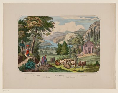 Landskab i Schweiz En Suisse / En Suiza / In der Schweiz / Nello Svizzera / In Switzerland (titel på objekt) af Anonymous