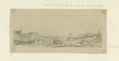 Landschap met een koets Samling af 85 originale tryk (serietitel) af Anonymous