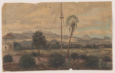 Landskab med flagstang af Anonymous