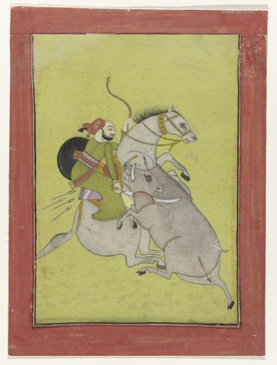Maharao Umed Singh fra Bundic Maharaja Umed Singh, dræber et vildsvin af Anonymous