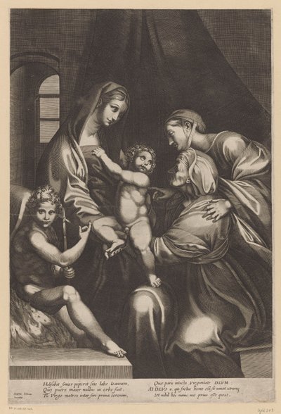 Maria med barnet og Elizabeth, Catherine og Johannes Døberen af Anonymous
