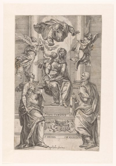 Maria med barnet og de hellige Ursula og Maria Magdalene af Anonymous