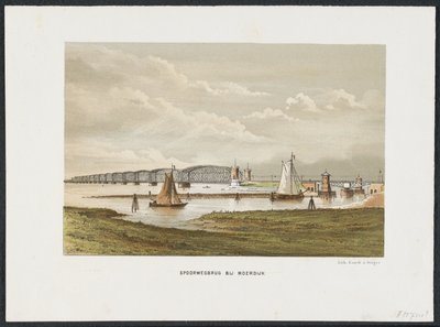Moerdijk-broen, 1871 Jernbanebro ved Moerdijk (titel på objekt) Hovedjernbanebroerne i Holland (serietitel) af Anonymous