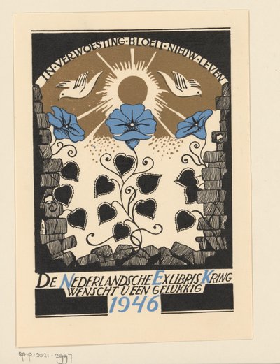 Nytårsønske for 1946 fra den hollandske Exlibris Circle af Anonymous