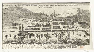 Oversvømmelse i Scheveningen på Allehelgensdag den 1. november 1570 Billede af landsbyen Schevelinge ifølge et gammelt maleri, der hænger på Stadthuys i Haag (titel på objektet) af Anonymous
