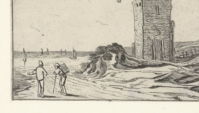 Sti langs et fyrtårn på stranden Landskaber til Esaias van de Velde (serietitel) af Anonymous
