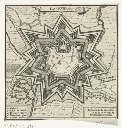 Kort over Coevorden, 1672 Coevoorden (titel på objekt) af Anonymous