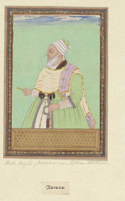 Portræt af Shah Raju, den spirituelle leder (pir) af Sultan Abul Hasan af Anonymous