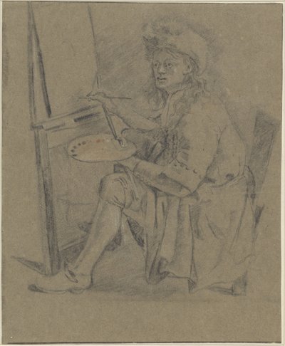 Portræt af Thomas Wijck, foran hans staffeli af Anonymous