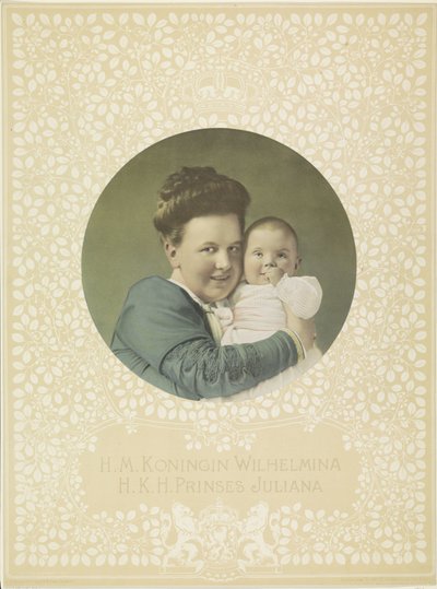 Portræt af Wilhelmina, dronning af Holland, og Juliana, dronning af Holland af Anonymous
