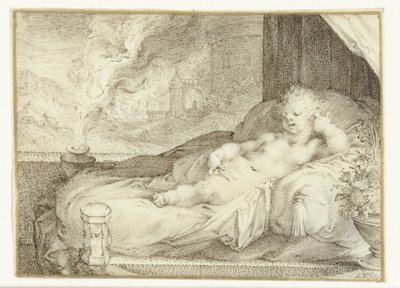 Putto liggende på en sofa af Anonymous