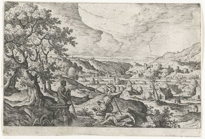 Pyramus og Thisbea Landskaber med mytologiske og bibelske scener (serietitel) af Anonymous