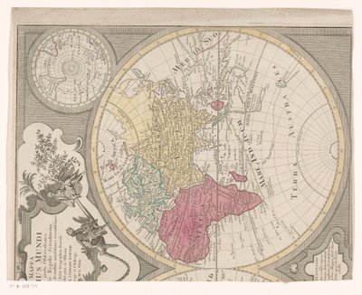 Højre halvdel af et verdenskort, der viser den østlige halvkugle Mappa totius mundi : adornata juxta observationes (...) (titel på objekt) af Anonymous