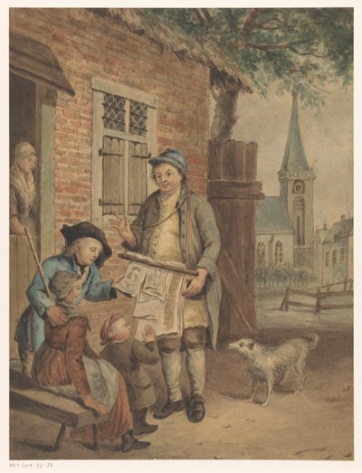 Omrejsende tryksælger i en landsby af Anonymous
