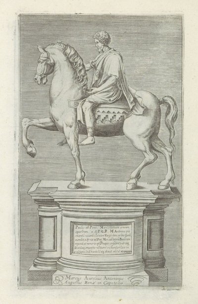 Ruiterstandbillede af Marcus Aurelius Antikke skulpturer i Rom (serietitel) Ikoner af de gamle statuer af byen Rom, som ses på offentlige steder (serietitel) af Anonymous