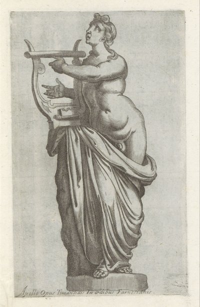 Skulptur af Apollo Apollo-værk af Timanlidis i det farnesiske palads (titel på objektet) Antikke skulpturer i Rom (serietitel) Ikoner af de gamle statuer af byen Rom, som ses på offentlige steder (serietitel) af Anonymous