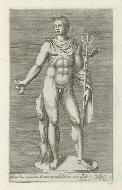 Sculptuur van Mercury Mercury Statue Marble, Alexander af Grand (...) (titel på objekt) Antieke Sculpturen i Rom (serietitel) Statuerne af byen Rom, som på offentlige steder er synlige (serietitel) af Anonymous
