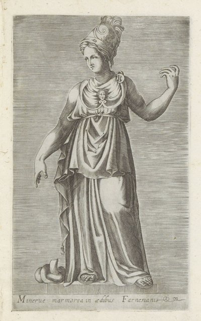 Skulptur af Minerva Minerve marmor i det farnesiske palads (titel på objektet) Antikke skulpturer i Rom (serietitel) Ikoner af de gamle statuer af byen Rom, som ses på offentlige steder (serietitel) af Anonymous