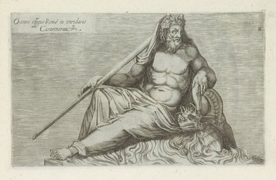 Skulptur af Oceanus Portræt af Oceanus i Rom i Cæsarernes grønne have (titel på objektet) Antikke skulpturer i Rom (serietitel) Ikoner af de gamle statuer af byen Rom, som ses på offentlige steder (serietitel) af Anonymous