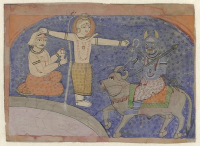 Shiva dræber Yama med sin trefork af Anonymous