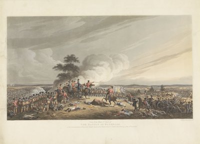 Slag ved Waterloo, 1815 Udsigt fra Mont St. Jean af Slaget ved Waterloo, ved begyndelsen af den store anklage mod franskmændene omkring kl. 7 om aftenen den 18. juni 1815 (titel på objektet) af Anonymous