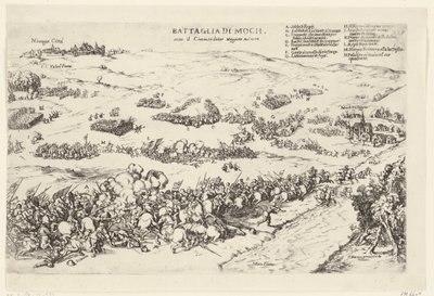 Slag op de Mookerheide, 1574 Slaget ved Moch, under Kommendator Maggiore An.o 1574 (titel på objekt) af Anonymous