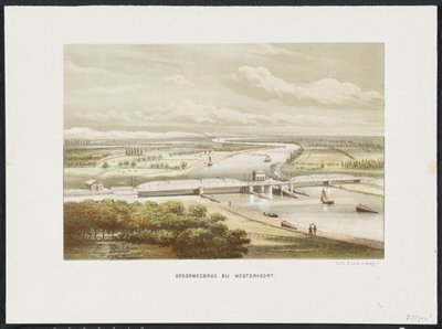 Jernbanebro ved Westervoort, 1846 Jernbanebro ved Westervoort (titel på objekt) Hovedjernbanebroerne i Holland (serietitel) af Anonymous
