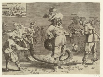 Tegneserie af Cromwell som den hæslige Tailman, 1652 af Anonymous