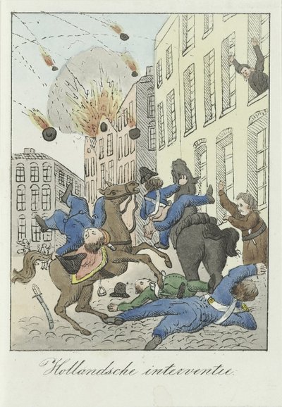 Tegneserie af den hollandske intervention, 1831 Hollandsk intervention (titel på objekt) af Anonymous