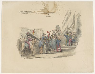 Tegneserie, der viser uddelingen af ​​belgiske æreskors, 1834 Distribution de Croix (titel på objekt) af Anonymous