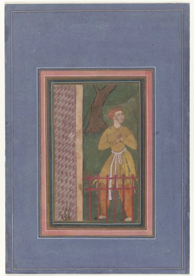 Stående mand bag et hegn; fragment af Anonymous