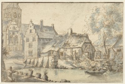 Bybillede med en stor kirke af Anonymous